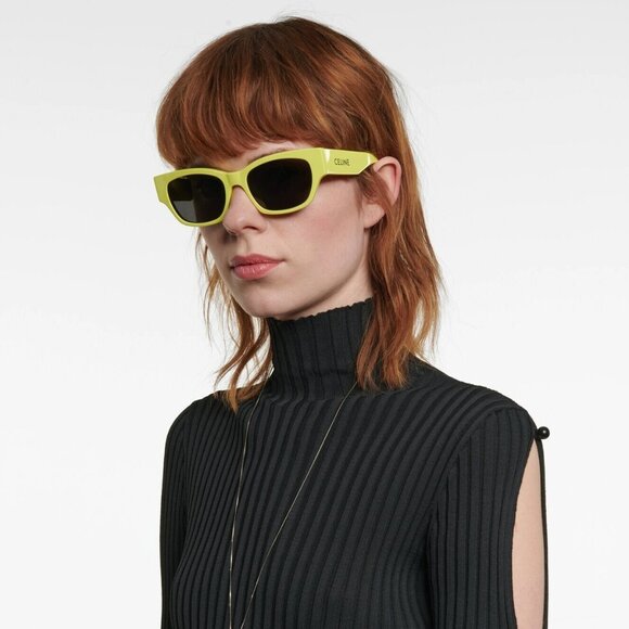 Celine Women Sunglasses Lime Green Grey Cat Eye CL40197U MONOCHROMS 93A NEW - Picture 10 of 12